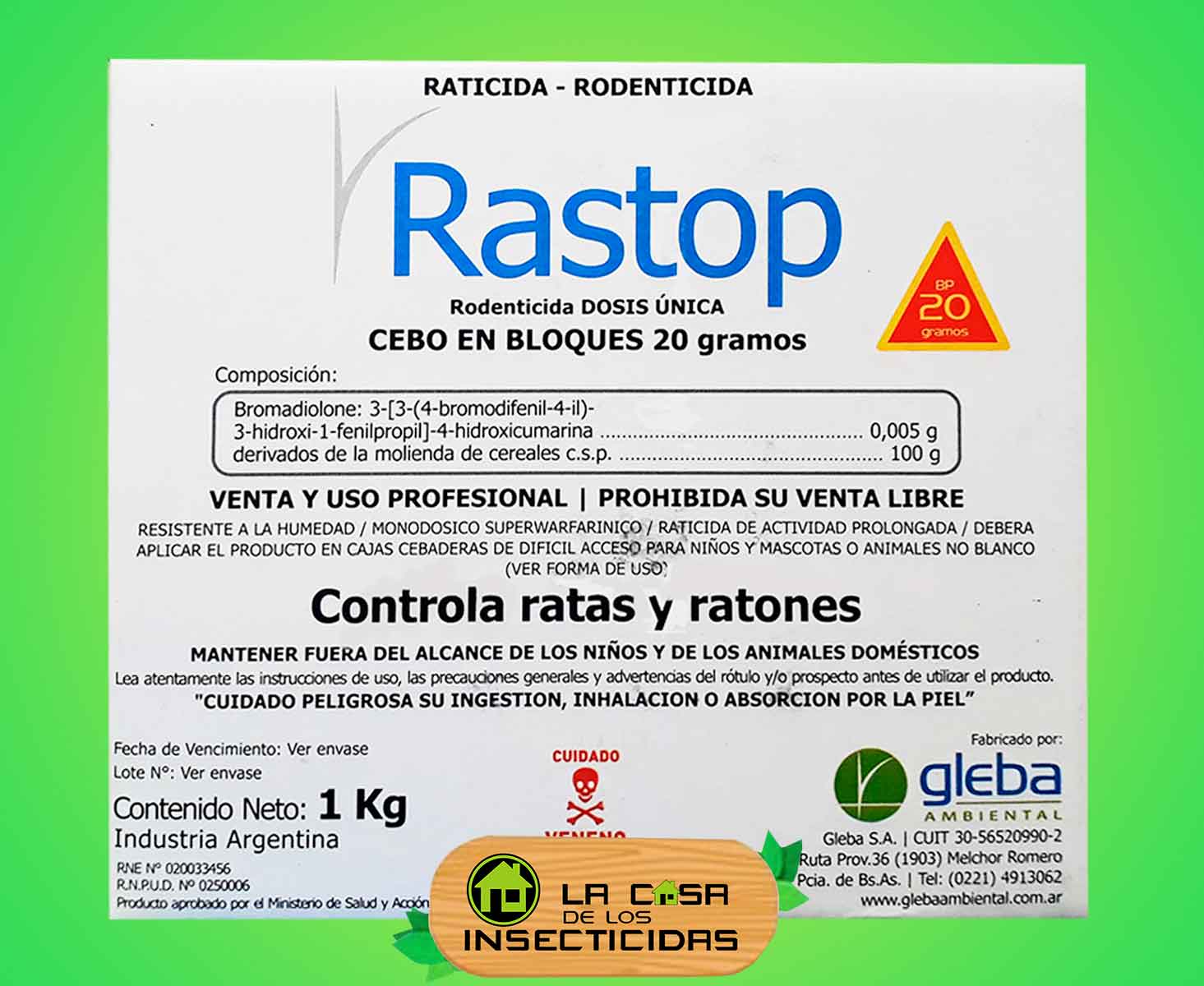 Rastop Bloques Rodenticida Raticida x 1 Kg. x 20 gr.